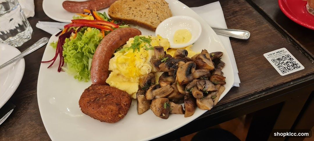 Breakfast Plate with Sausage and Mushrooms