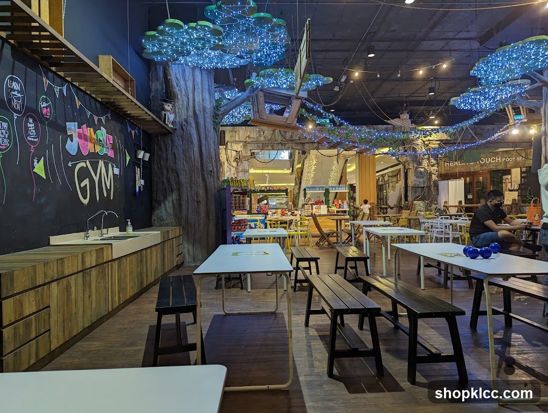 Indoor dining area with jungle theme
