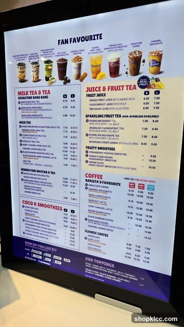 Fan Favourite Menu Board
