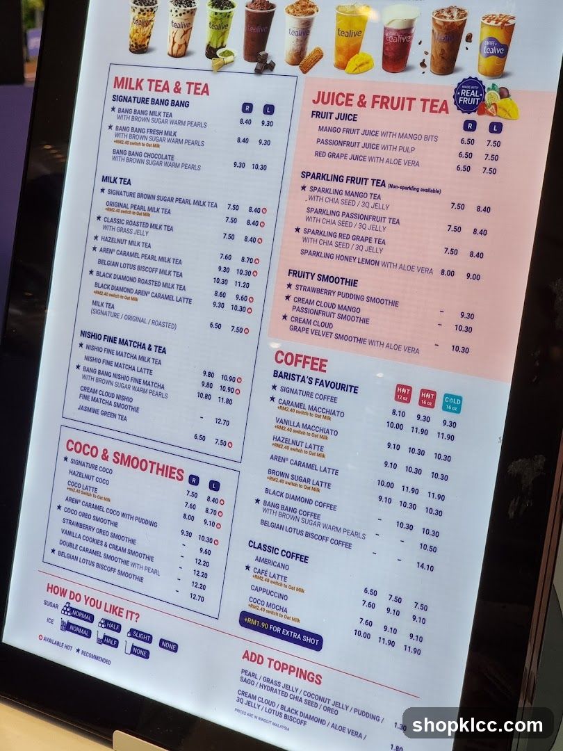 Milk Tea & Juice Menu Board