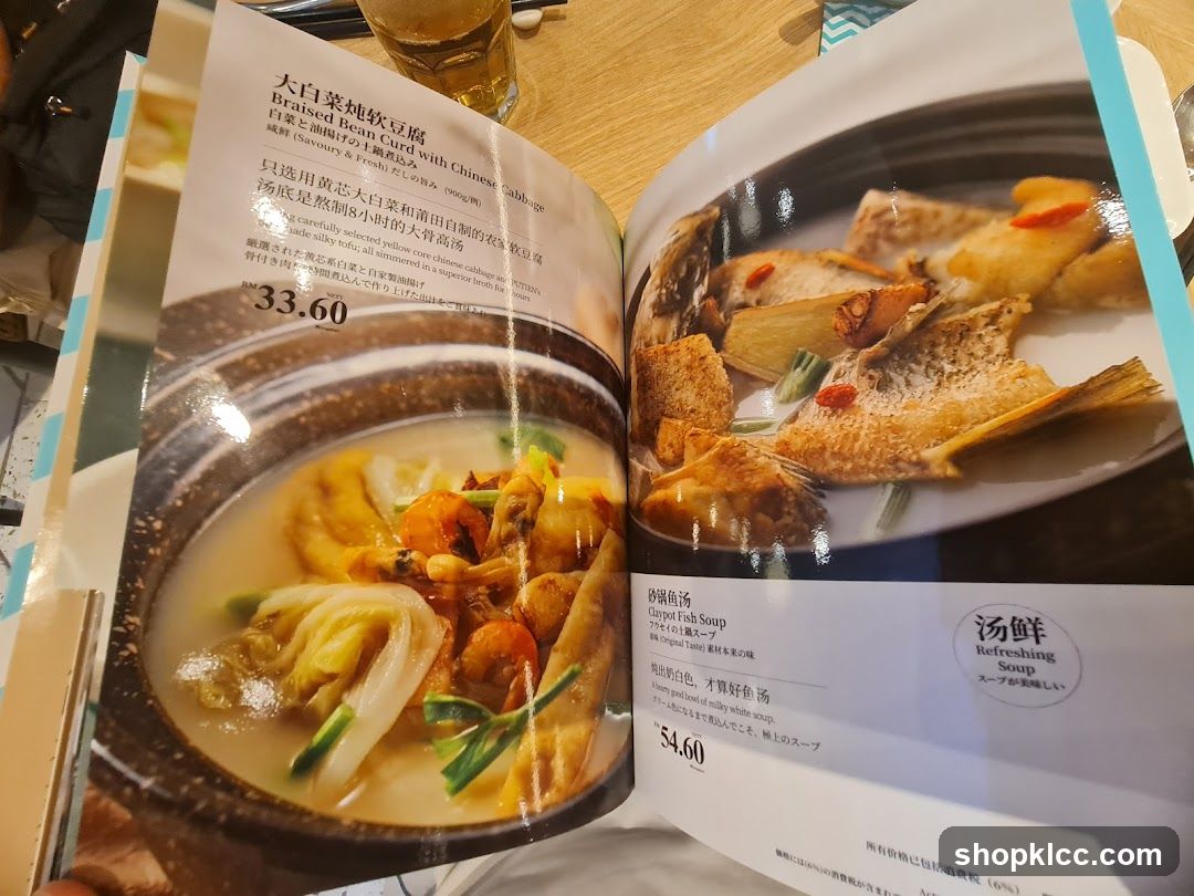 Open Menu Book with Food Items