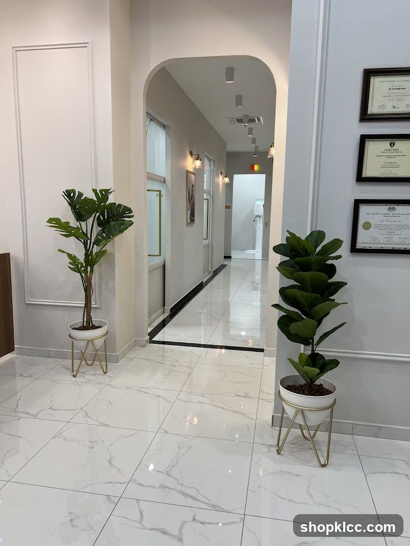 Interior Hallway with Plants and Certificates
