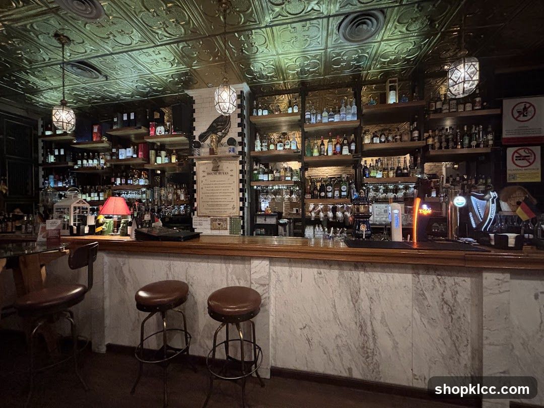Bar Interior with Shelves and Stools