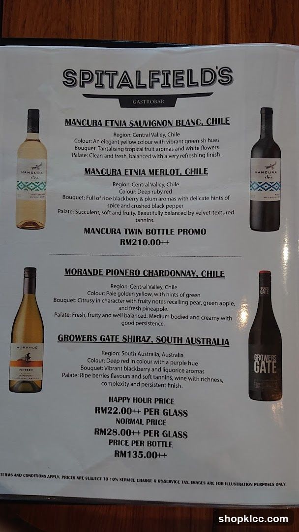 Spitalfield's Gastrobar Menu