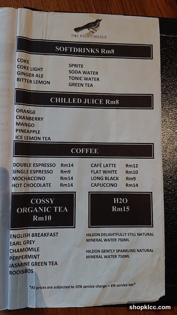 The Nightingale Menu