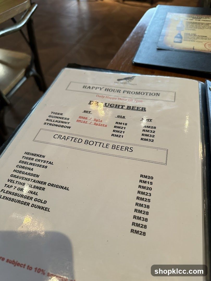 Happy Hour Promotion Menu