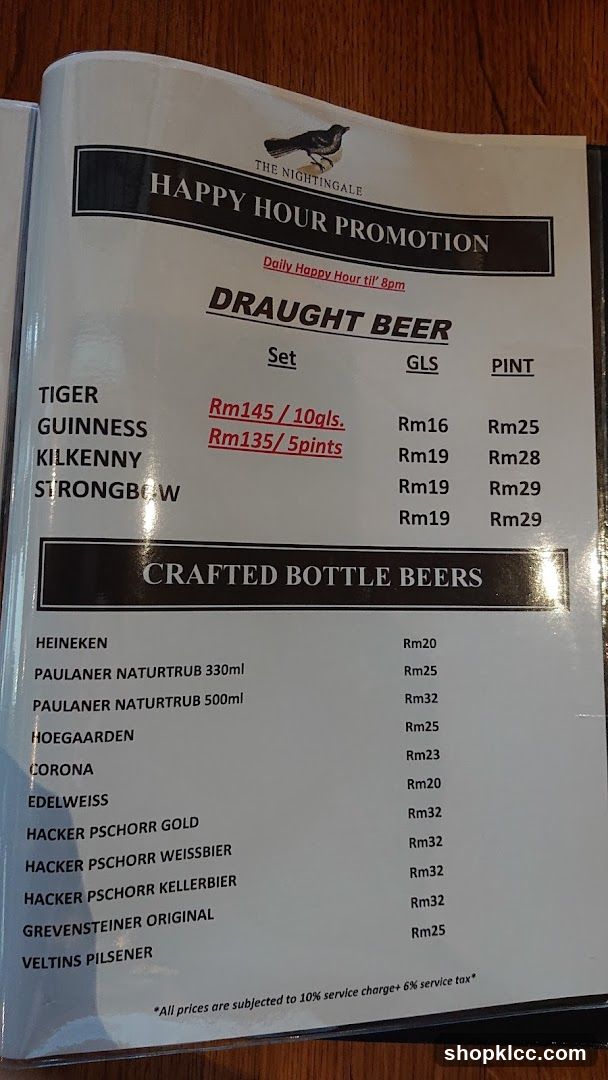 Happy Hour Promotion Menu