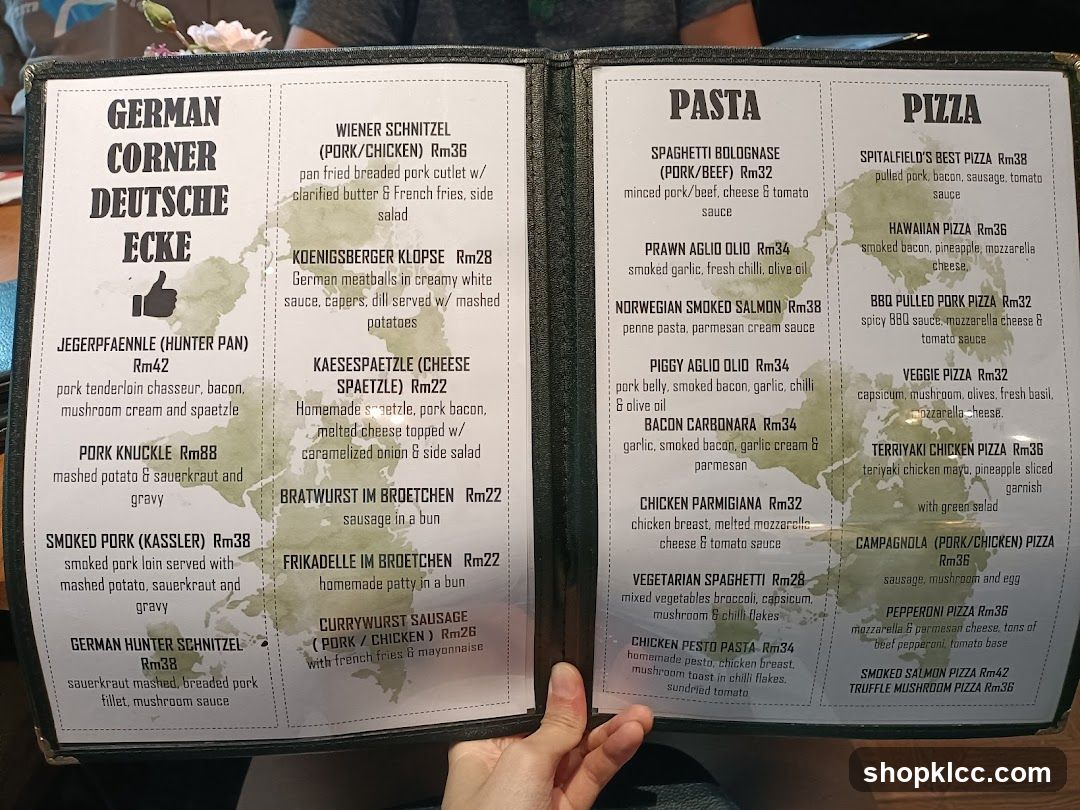 German Corner Deutsche Ecke Menu