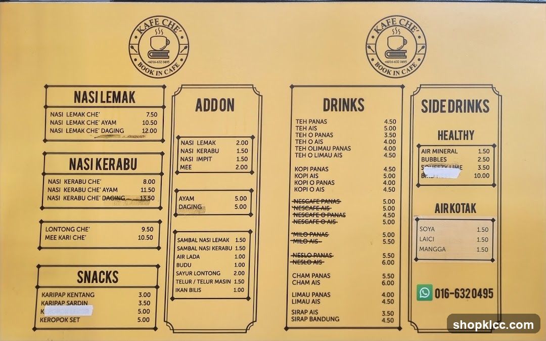 Kafe Che Menu Board