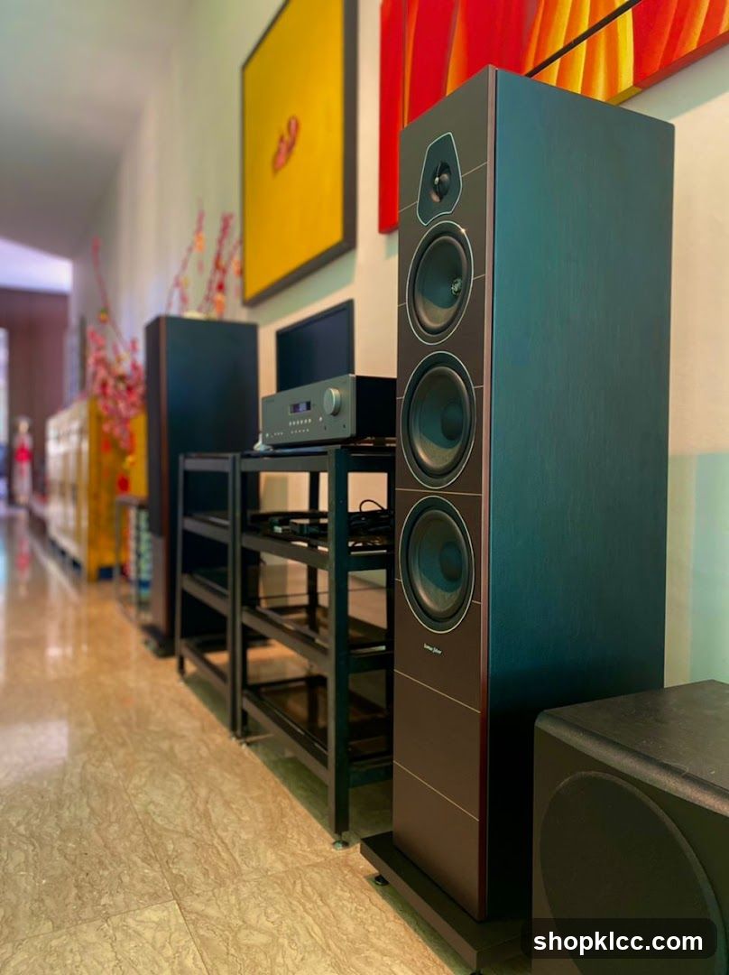 Home Audio Setup with Floorstanding Speakers