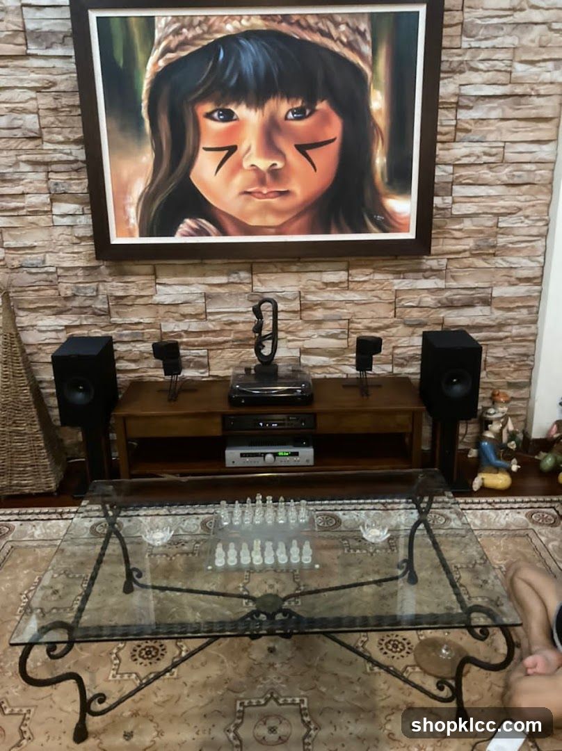 Living Room Interior with Artwork and Audio Equipment