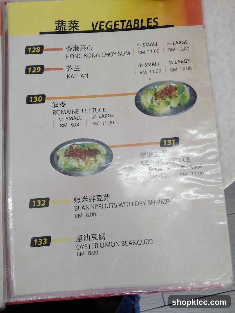Vegetables Menu Page