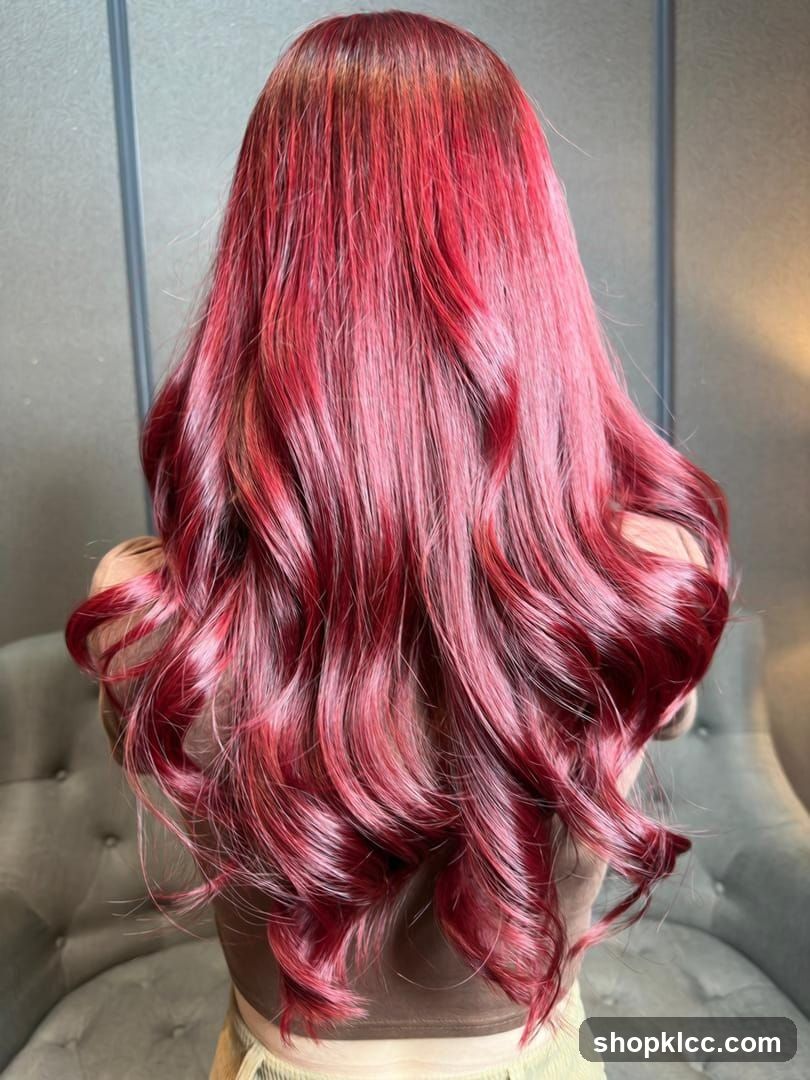 Red Wavy Hair Back View