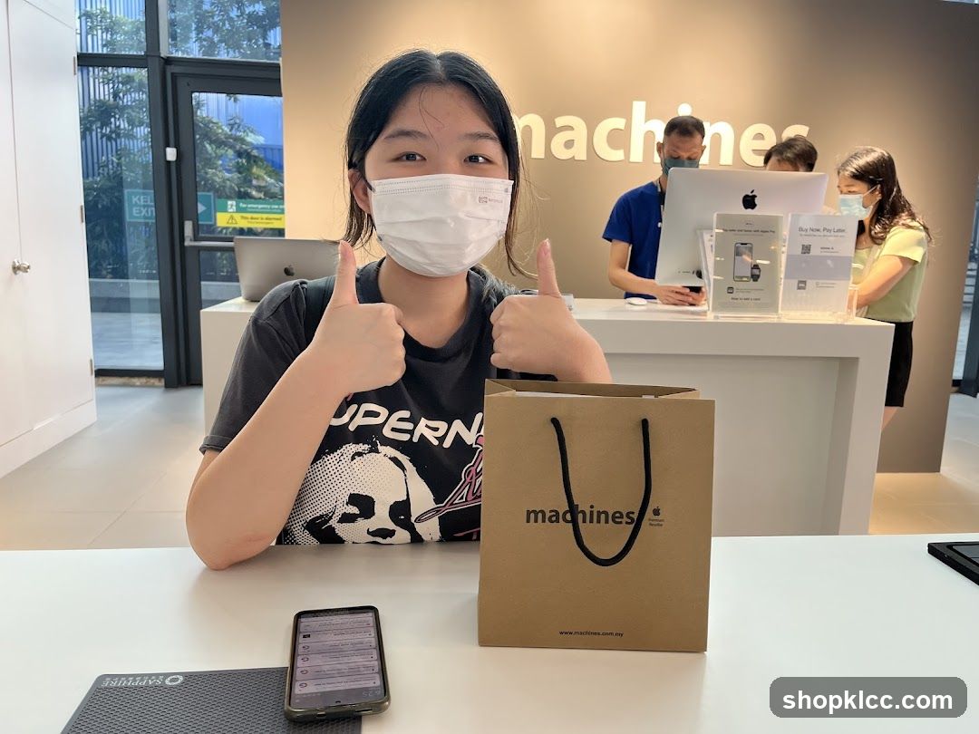 Customer at Apple Store
