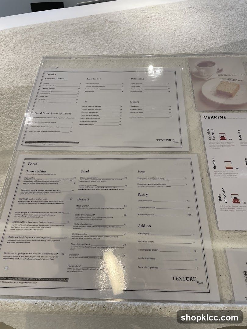 Texture Coffee Menu