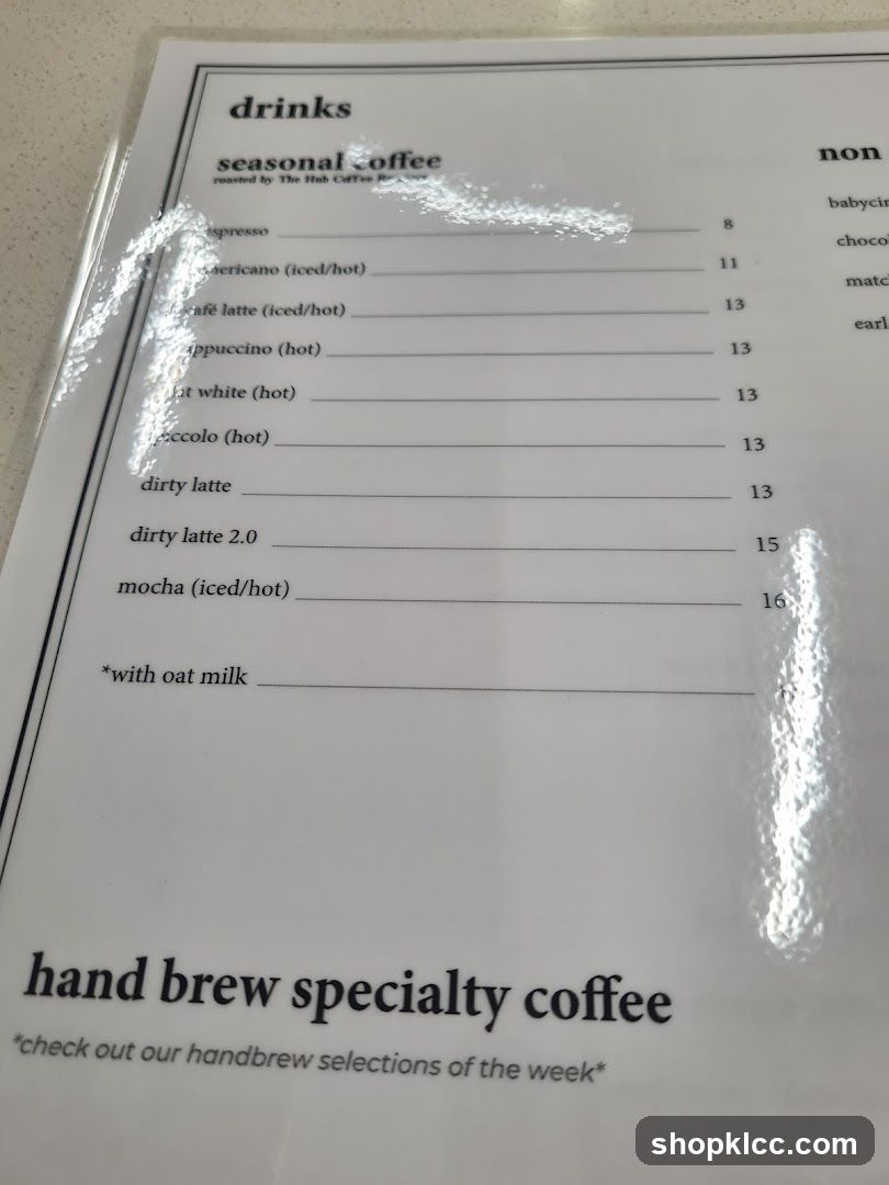 Seasonal Coffee Menu
