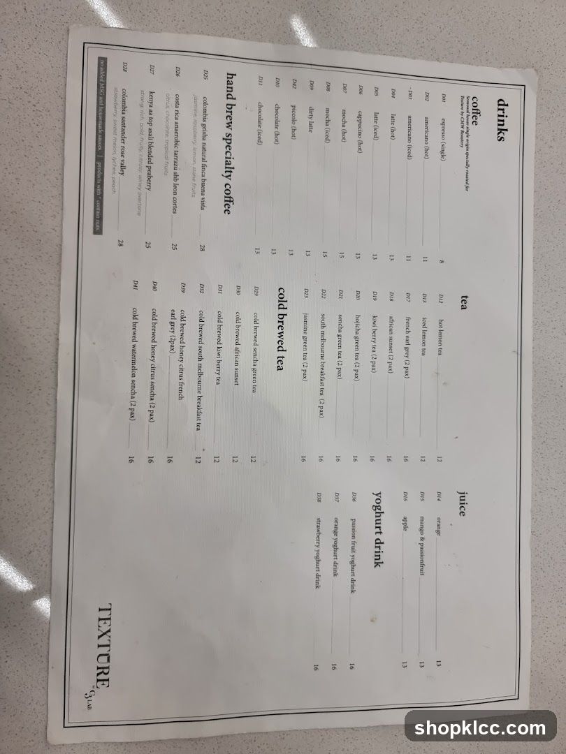 Drinks Menu