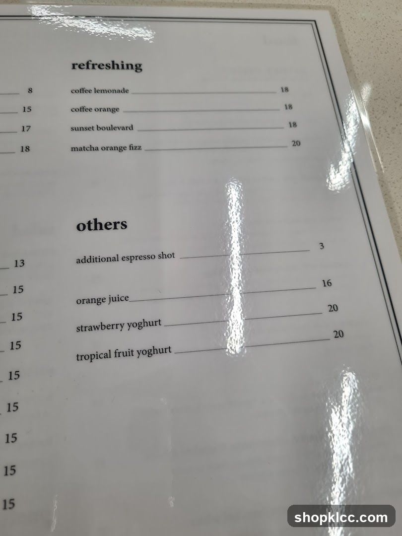 Coffee Shop Menu