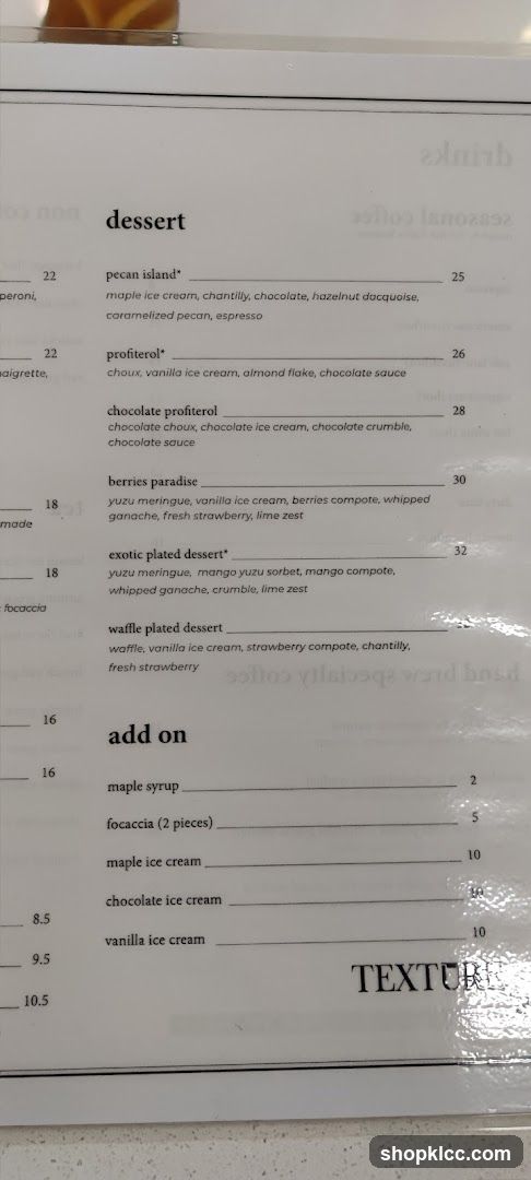Dessert Menu Page