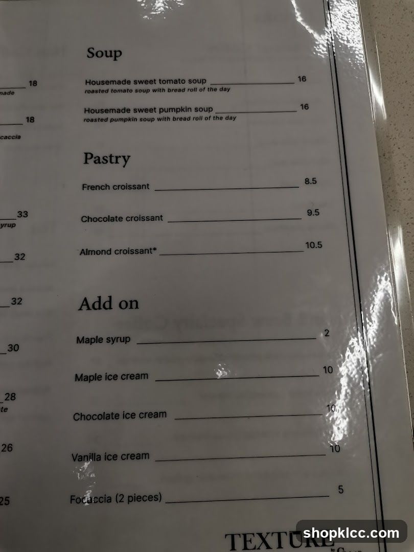 Soup and Pastry Menu