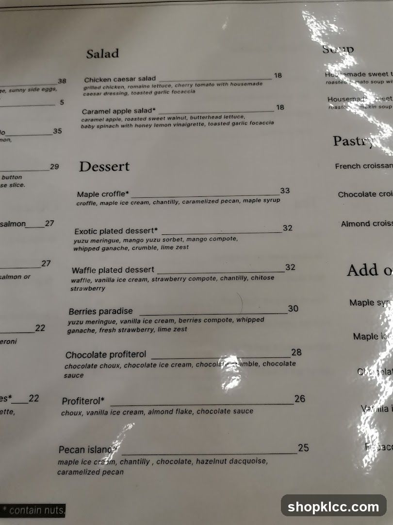 Dessert Menu Page