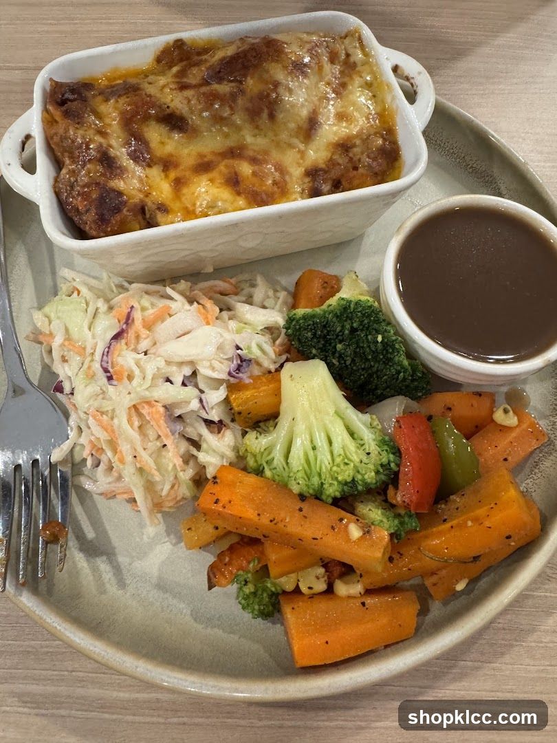 Baked Dish with Vegetables and Coleslaw