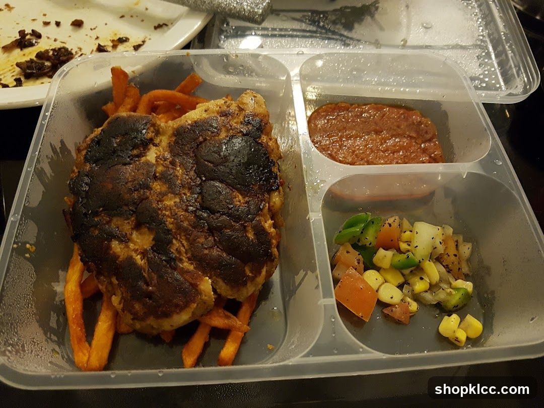 Grilled Chicken Meal with Sweet Potato Fries and Side Dishes
