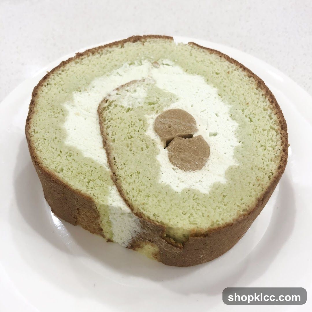 Green Cake Roll with Cream Filling