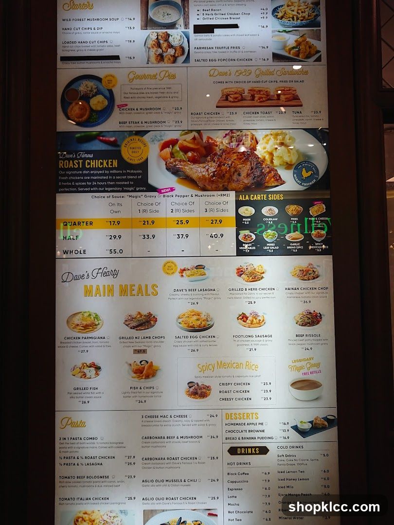 Dave's Restaurant Menu Board