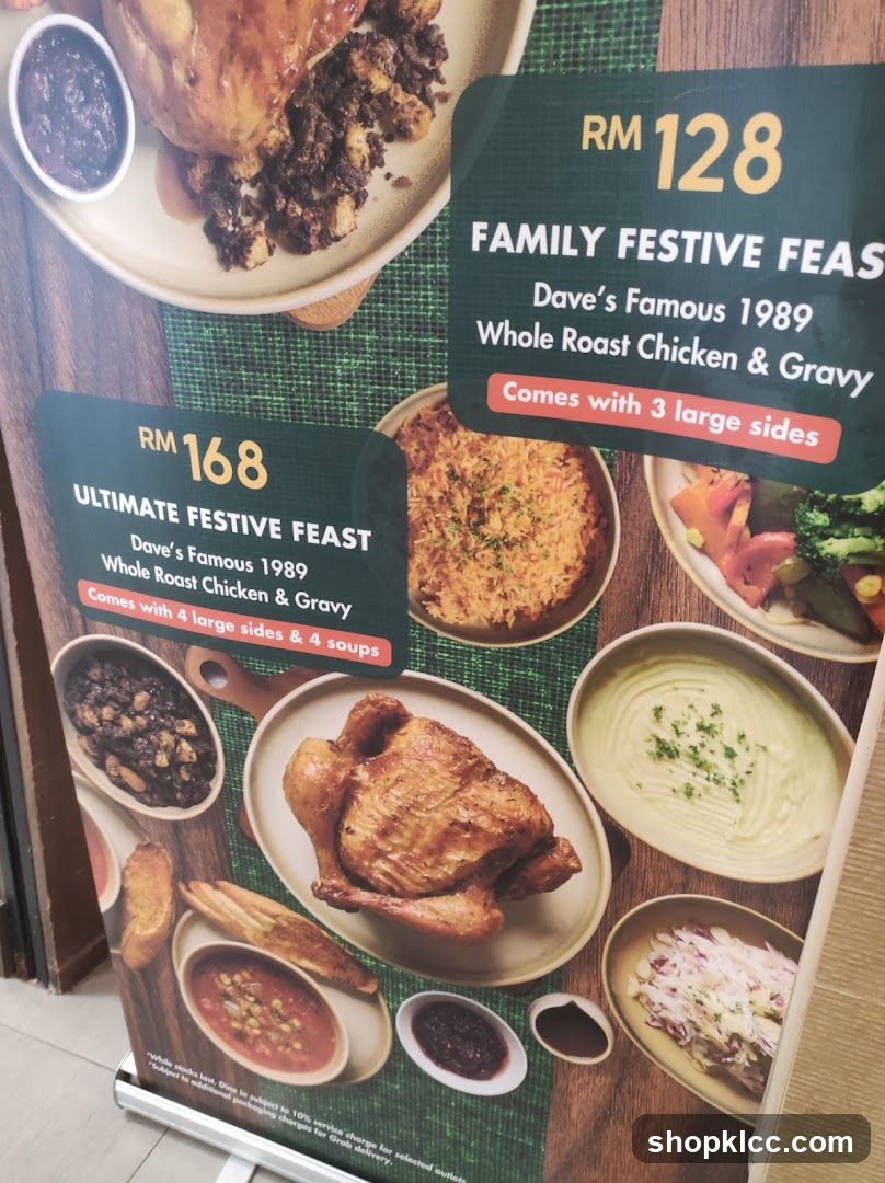 Dave's Famous Roast Chicken Menu Display