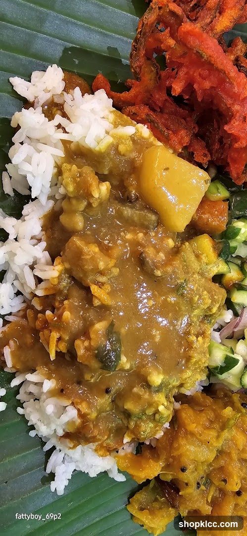 Curry Rice Meal on Banana Leaf