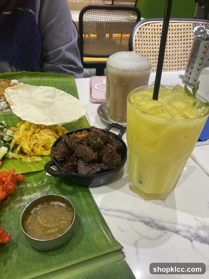 Indian Meal Spread with Drinks