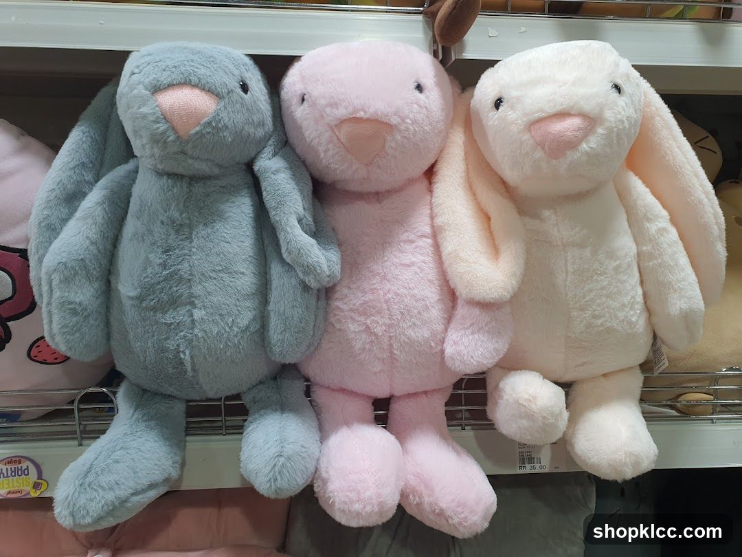 Bunny Plushies on Shelf