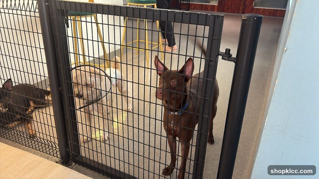 Dogs in a fenced area