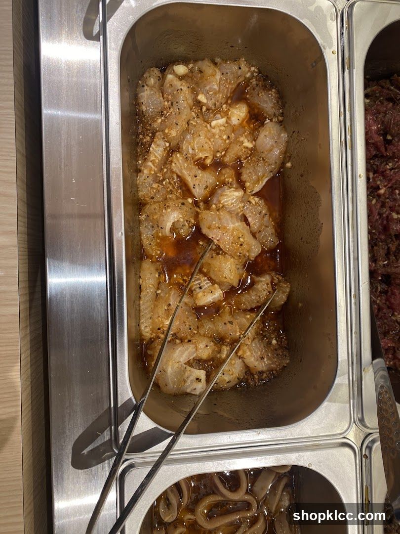 Marinated Meat in Buffet Container