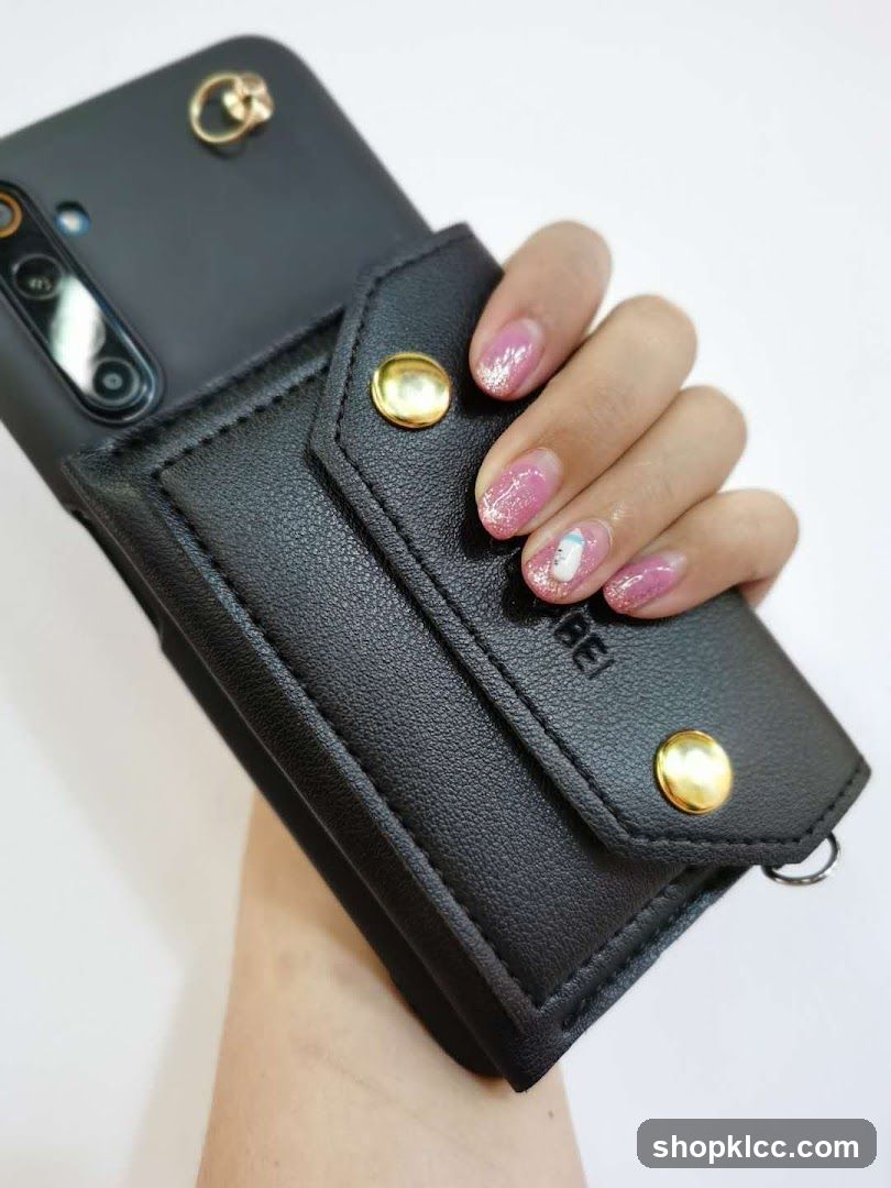 Black Phone Case with Leather Pocket