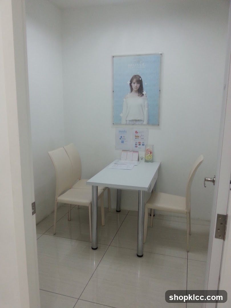 Interior waiting area with table and chairs