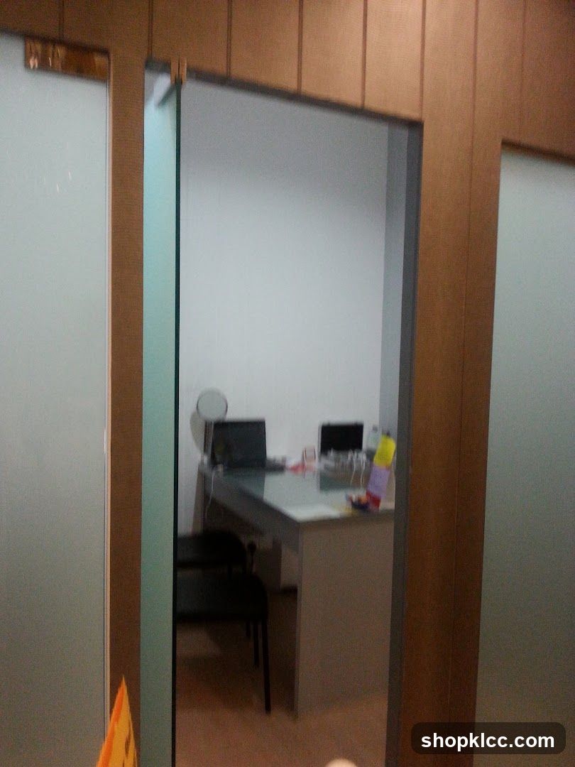 Office Interior View Through Glass Door