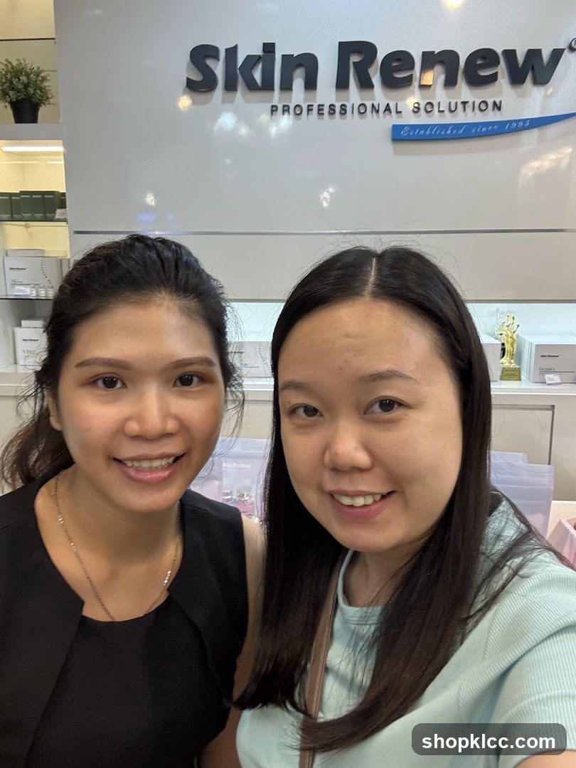 Two women in a skincare store interior