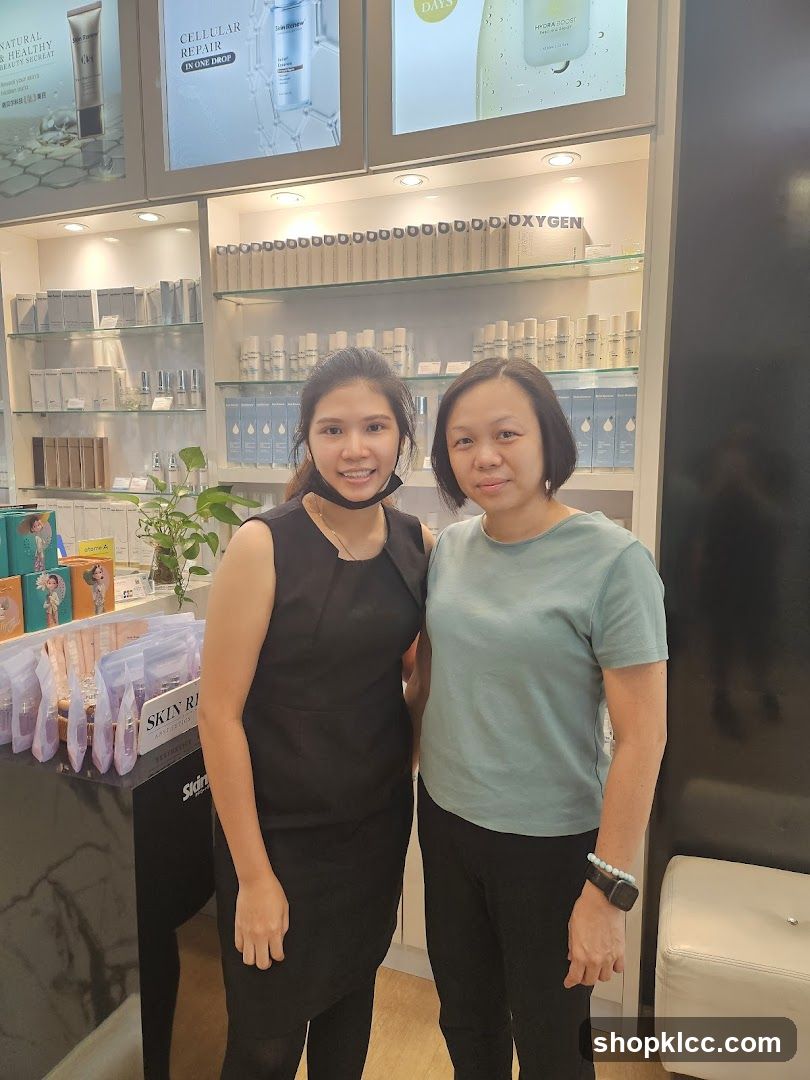 Beauty Store Interior with Staff and Customer