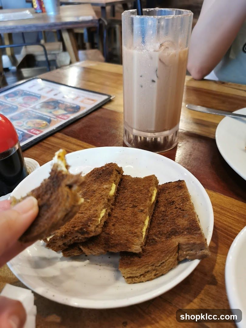 Toast and Iced Coffee at Cafe