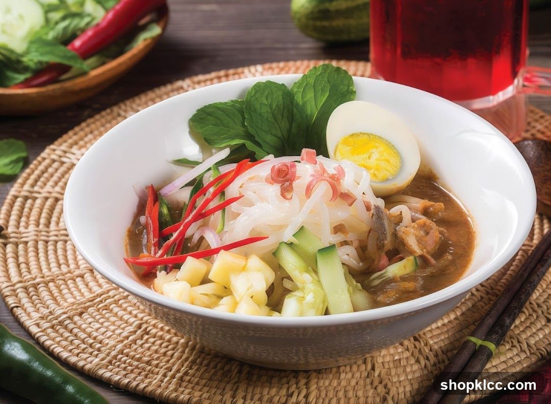 Bowl of Noodle Soup with Garnishes