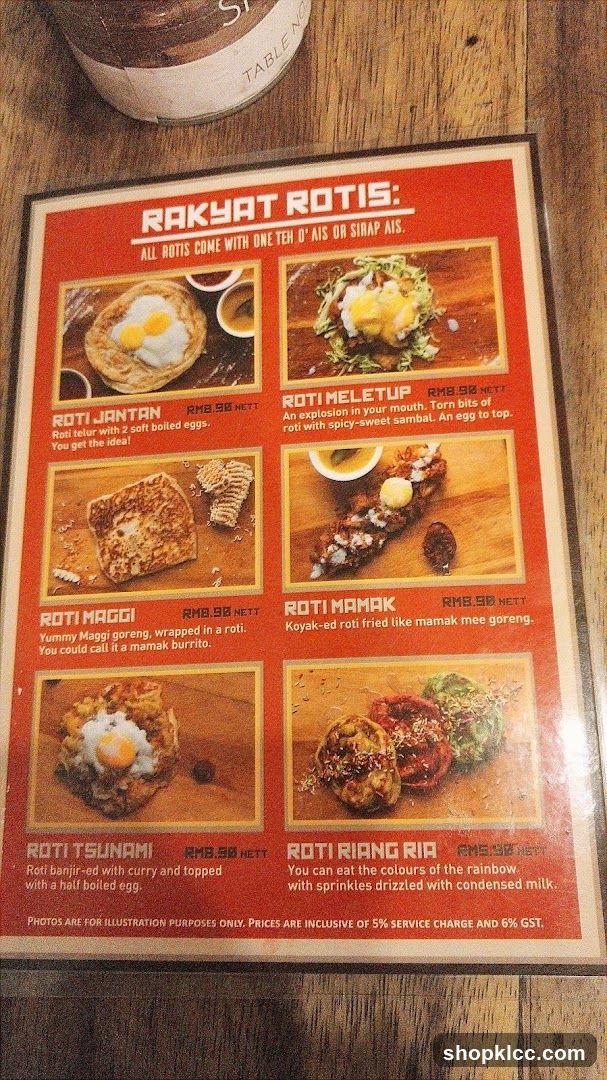 Rakyat Rotis Menu