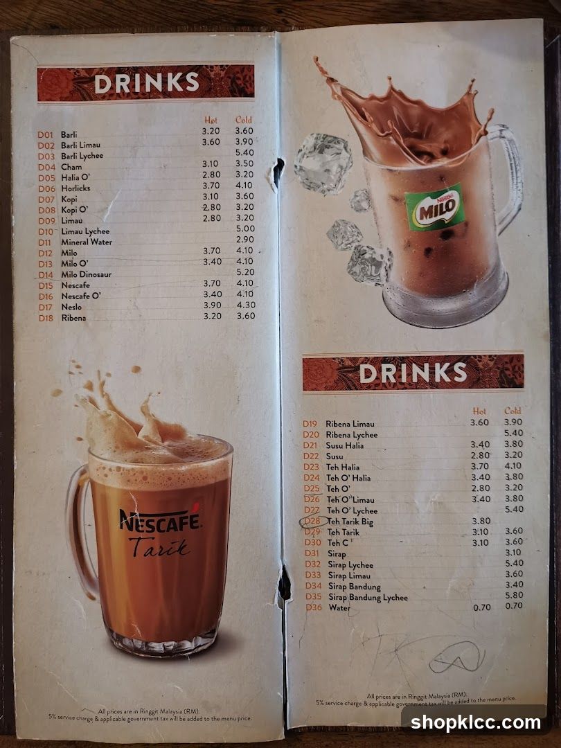 Drinks Menu