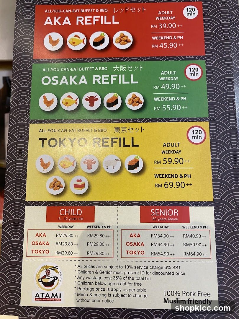 ATAMI Buffet Menu