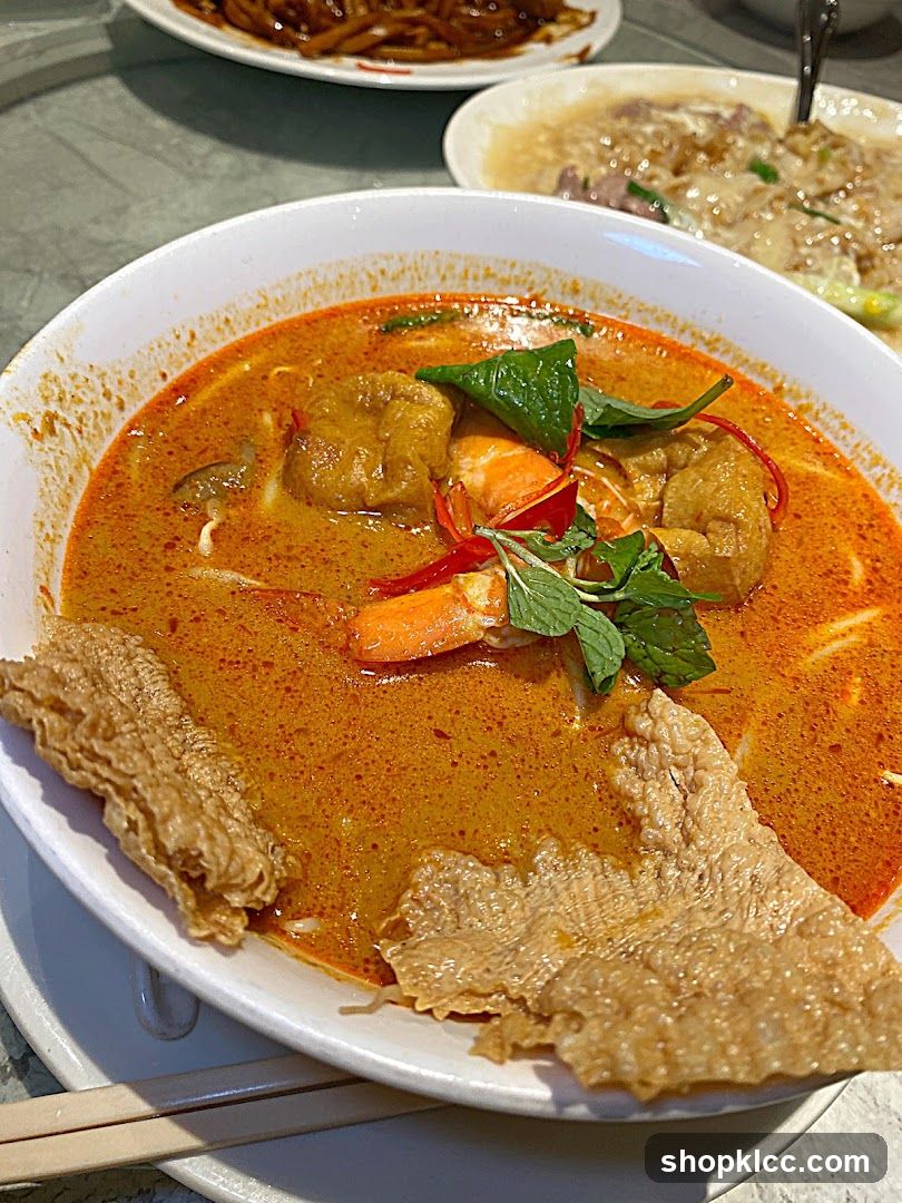 Spicy Curry Noodle Bowl with Tofu Skin and Shrimp