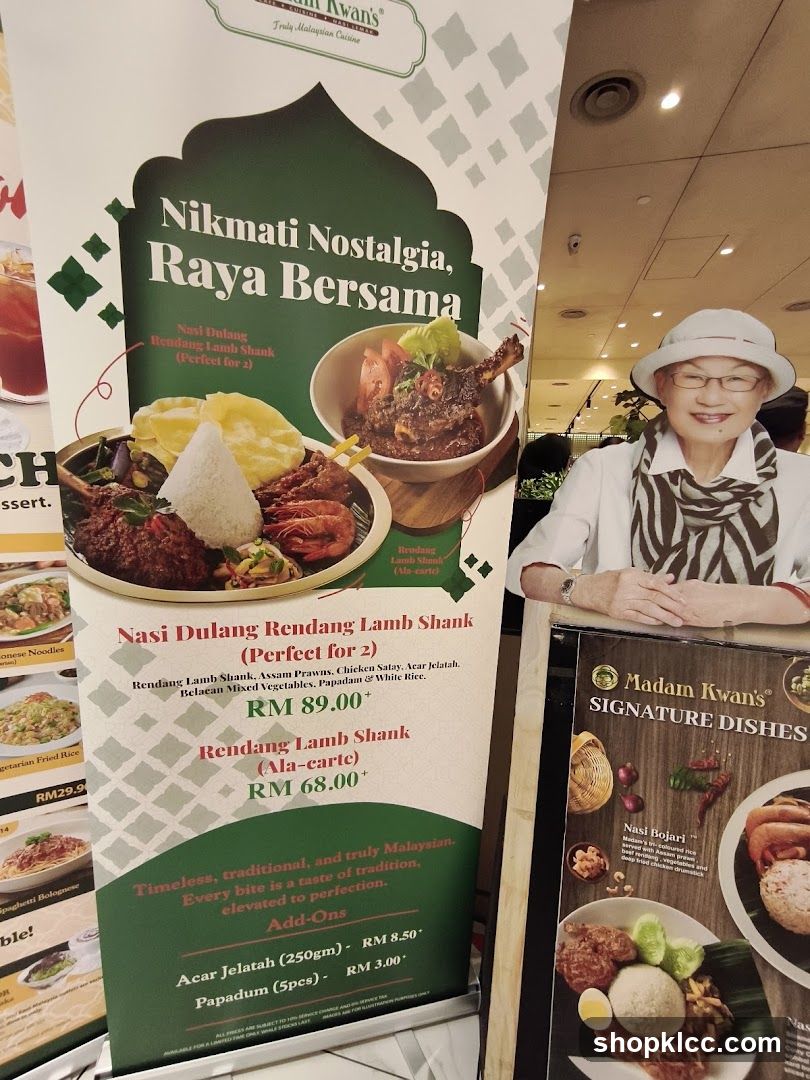 Madam Kwan's Raya Menu Display