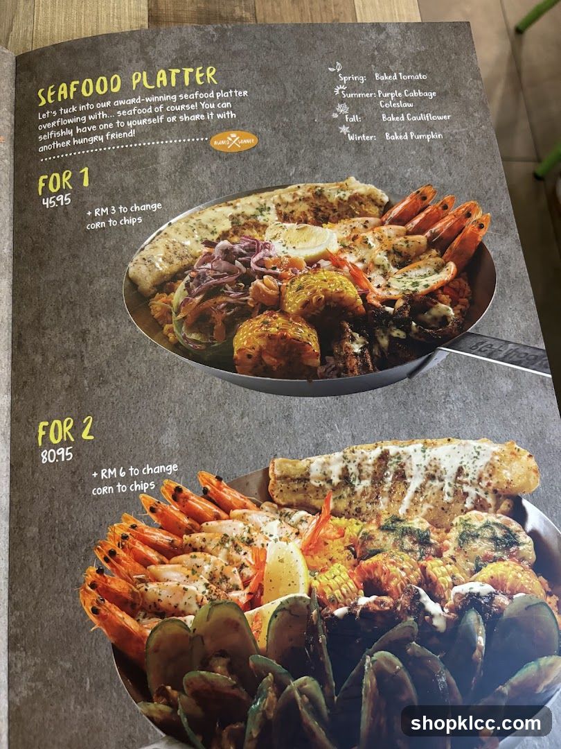Seafood Platter Menu Page