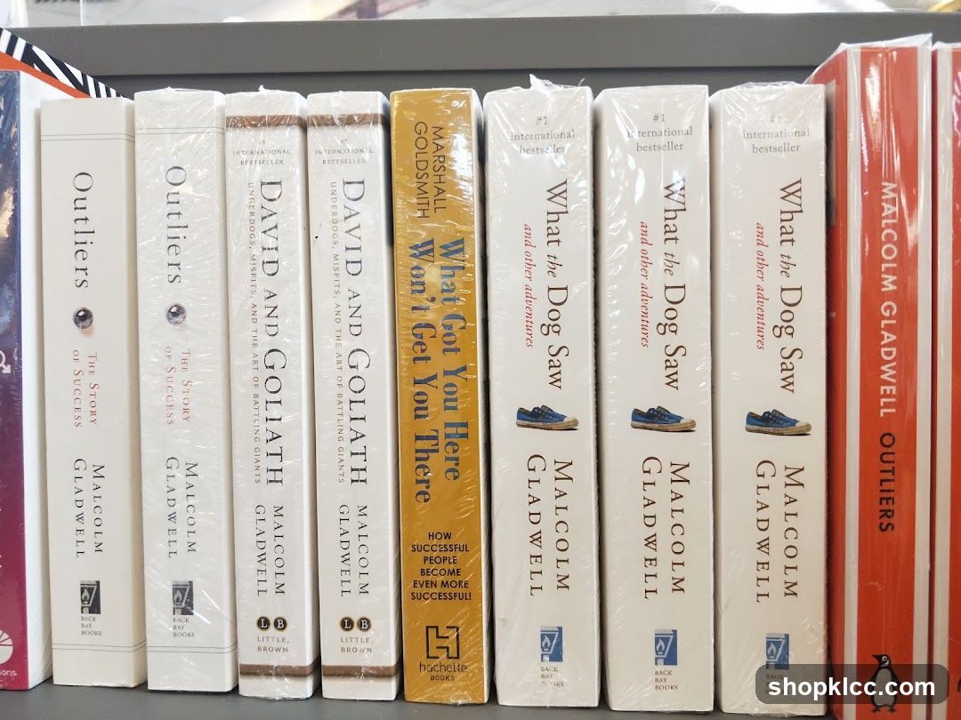 Bookshelf with Malcolm Gladwell books