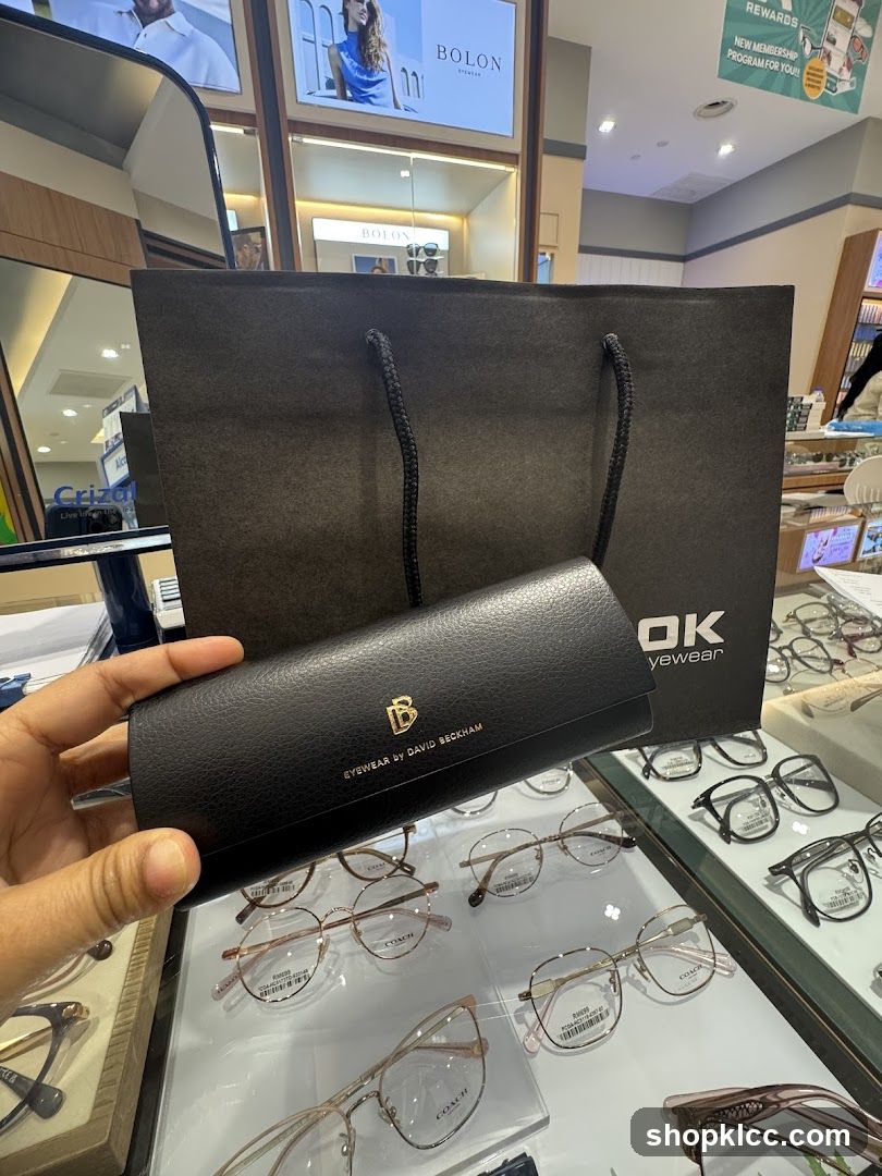 Eyewear Store Interior with Shopping Bag and Case